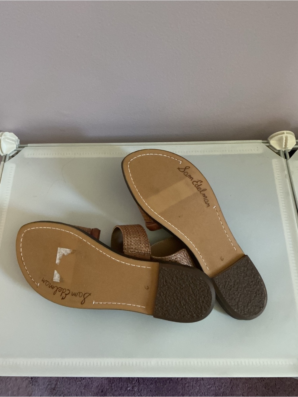 Sam Edelman Brown Two-Tab Slide Sandals - Picture 2 of 2